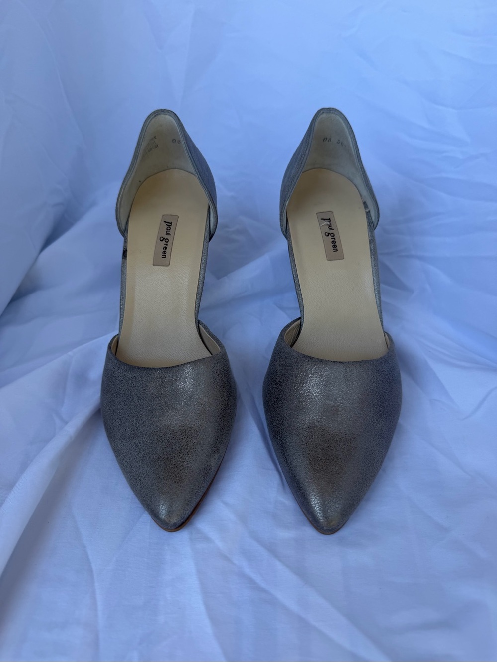 Paul Green Metallic Gray Pointed D'Orsay Heels